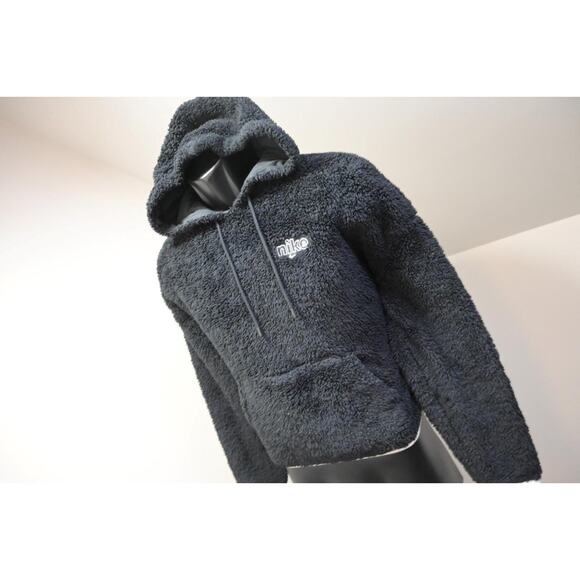 Nike Sherpa Hoodie Jacket Black Pull Over Sweater Womens Size Medium - Picture 2 of 12